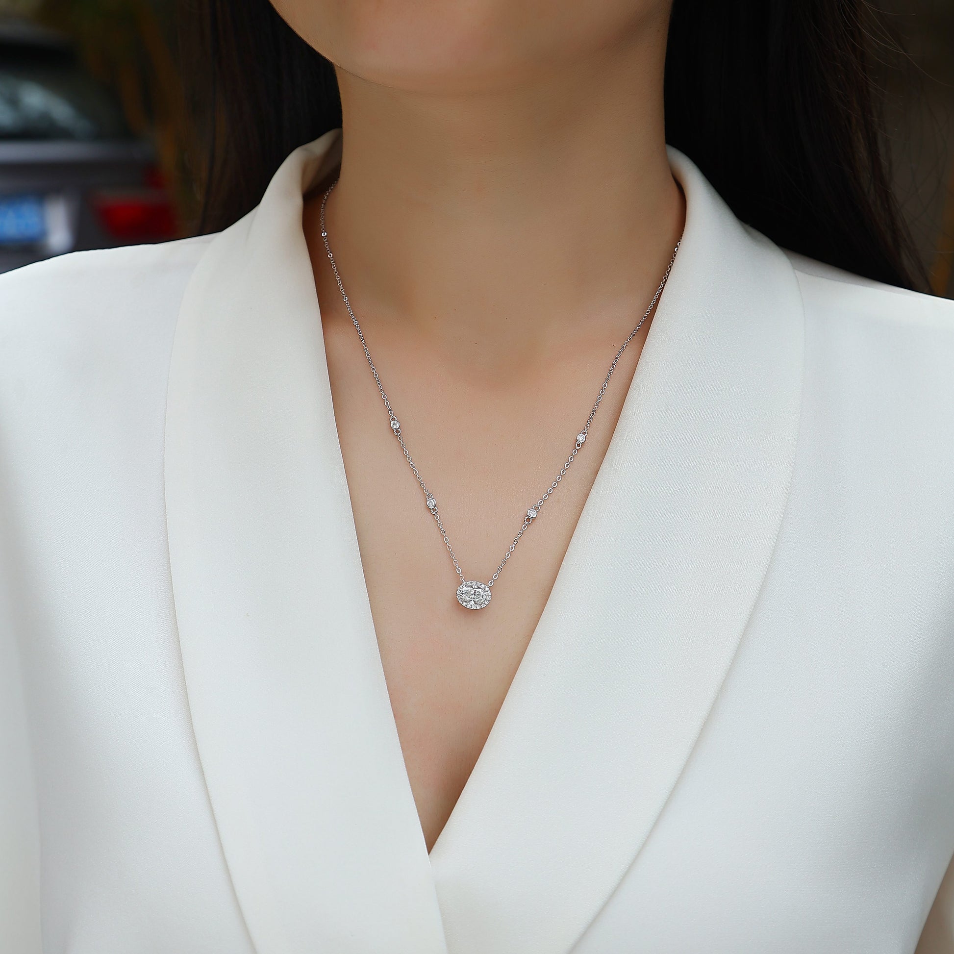 1White Summer Night - A Fashionable And Luxurious Diamond Jewelry Pendant Set With Egg-shaped Moissanite S925 Sterling Silver And Platinum Plating Prohibit TikTok sales