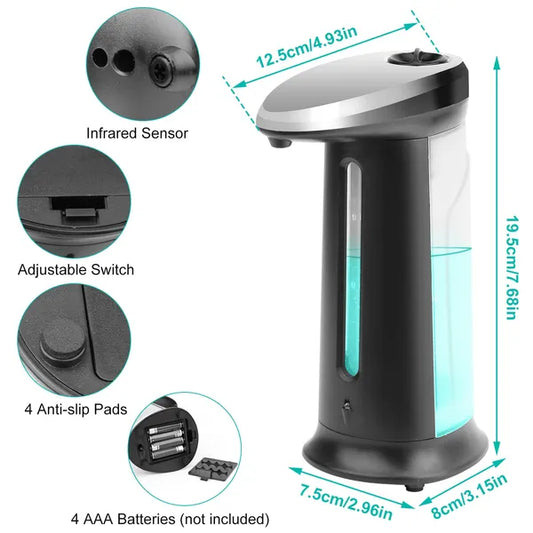 Automatic Soap Dispenser 16.9OZ Anti - slip Sensor Refillable Hand Gel Desktop Dispenser 2 Drop Volume Adjustment - 5 - CJ