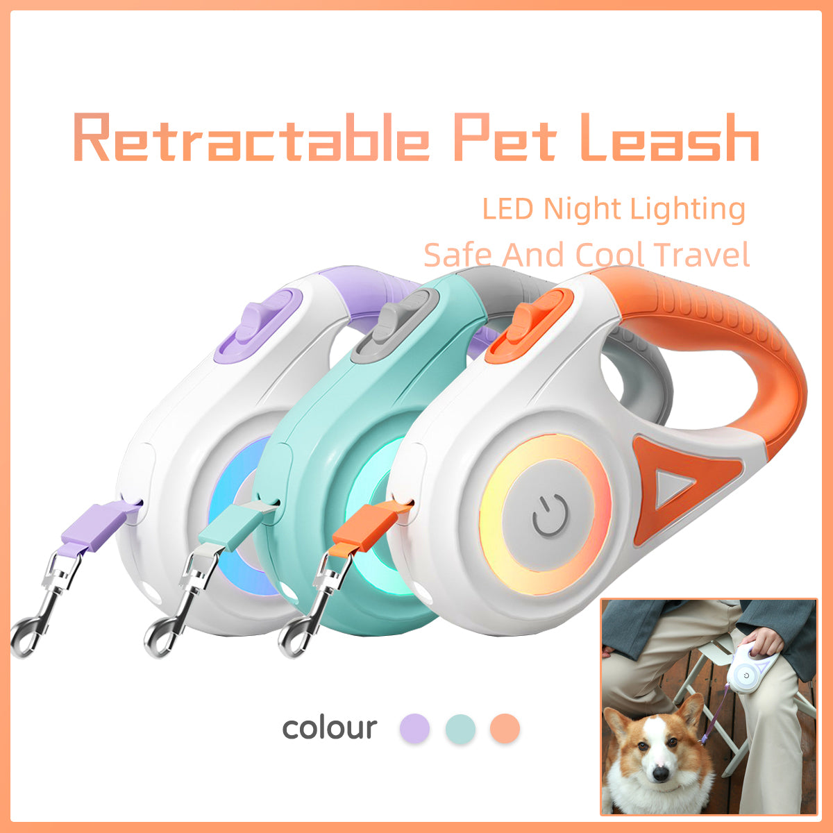 Dog Leash Retractable Leash And Dog Collar Spotlight Automatic Pet Dog Cat Traction Rope For Small Medium Dogs Pet Product - 0 - CJ
