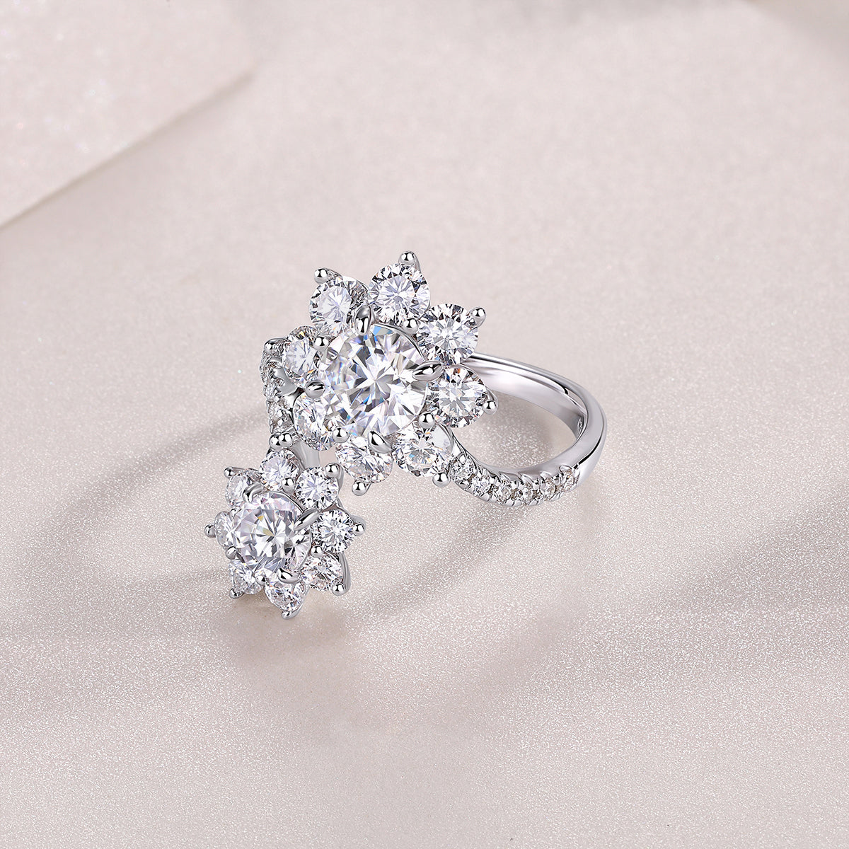 1Petal Morning Dew - A Fashionable Diamond Jewelry Piece Set With 1 - carat Moissanite S925 Sterling Silver And Platinum Diamond Ring Prohibit TikTok sales - 5 - CJ
