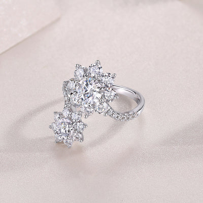 1Petal Morning Dew - A Fashionable Diamond Jewelry Piece Set With 1 - carat Moissanite S925 Sterling Silver And Platinum Diamond Ring Prohibit TikTok sales - 5 - CJ