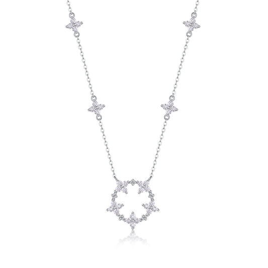 1Iris Flower Luxurious Fashion Diamond Pendant Necklace Set With Mosan Diamond Silver Ornaments Prohibit TikTok sales - 5 - CJ