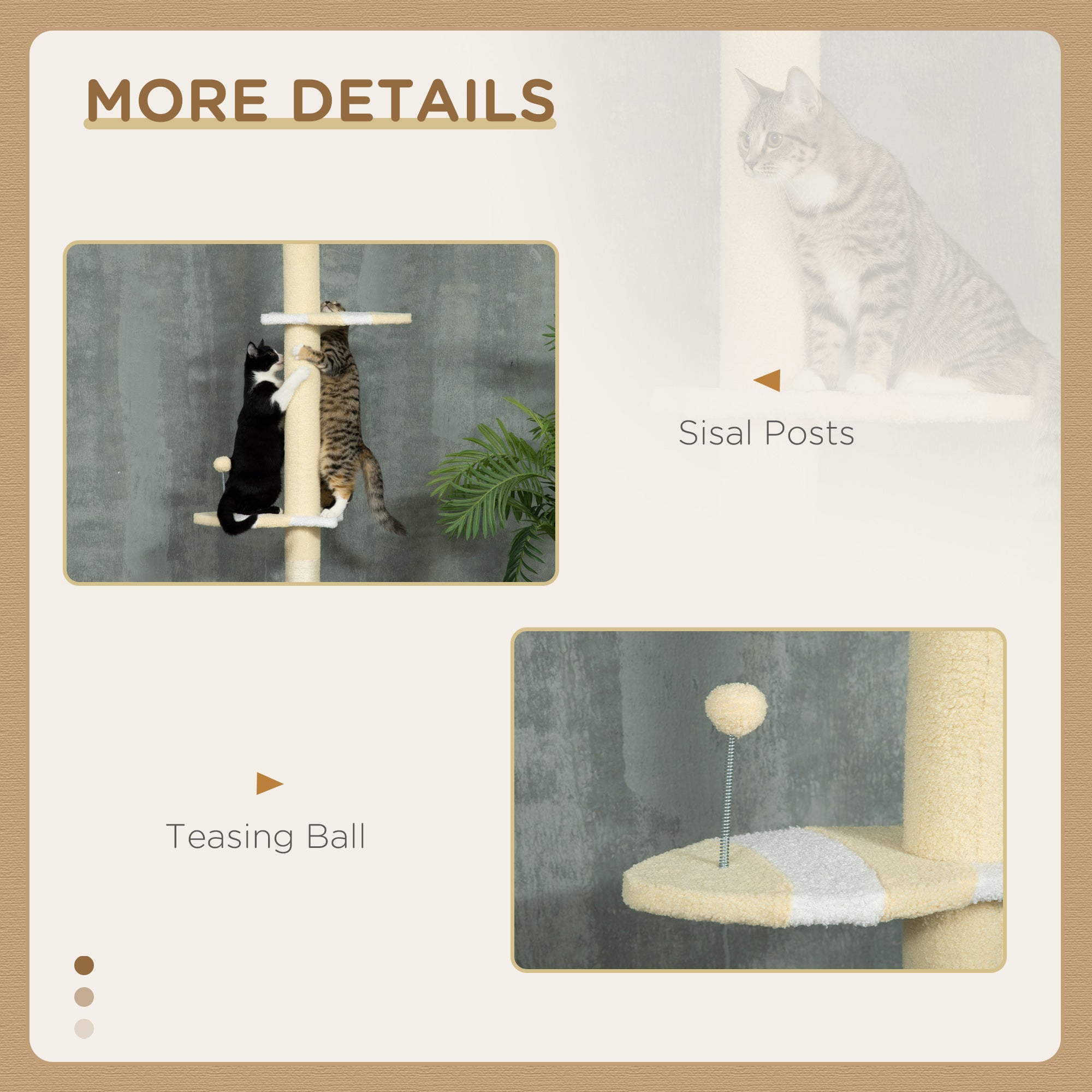 4 - Tier Floor to Ceiling Cat Tree Height Adjustable 87 - 103 Inch - 5 - CJ