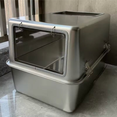Alloy Litter Box Easy To Clean Widen And Thicken Leak - proof Sand Large Space Semi - closed Cat Toilet - 0 - CJ