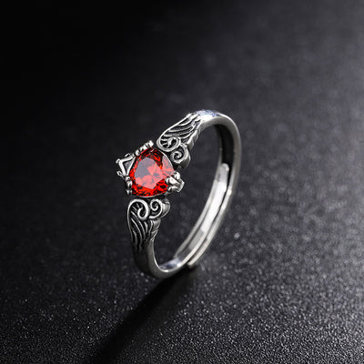 Blue Moonlight Silver Jewelry S925 Sterling Silver Japanese And Korean Trend Angel Wing Crown Ring - 4 - CJ