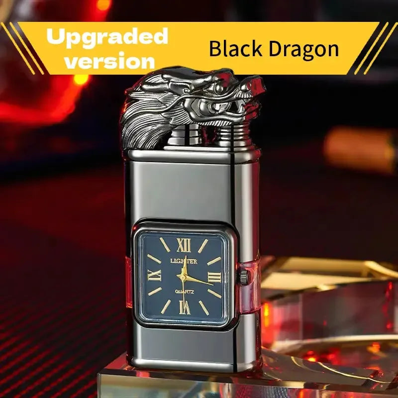 Vintage Watch Style Butane Flashlight LighterWindproof Flameless Jet FlameDual Flame ControlMetal Roman Numerals And Quartz DisplayTransparent BackplateRected - Mount DesignNo Batteries Required, - 5 - CJ
