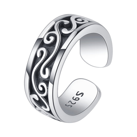 Retro Dark Thorn Ring Men's Sterling Silver - 4 - https://x.com/titan_prim62775J