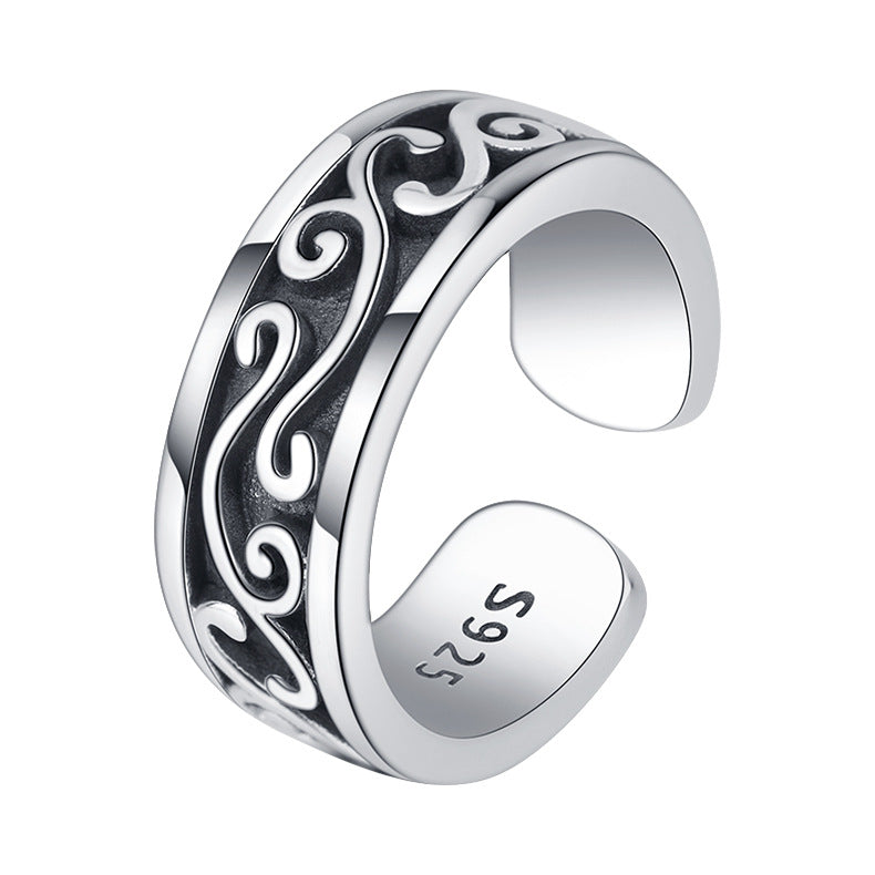 Retro Dark Thorn Ring Men's Sterling Silver - 4 - https://x.com/titan_prim62775J