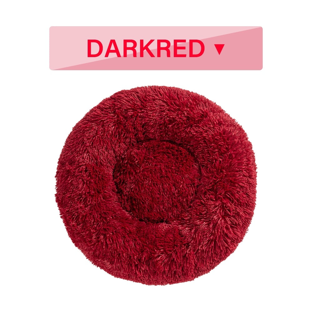 Fluffy Donut Dog Bed  Warm Soft Long Plush Pet Cushion Dog House Cat  Bed Washable Pet Sofa Mat Calming Samll Large Dog Beds - 4 - CJ