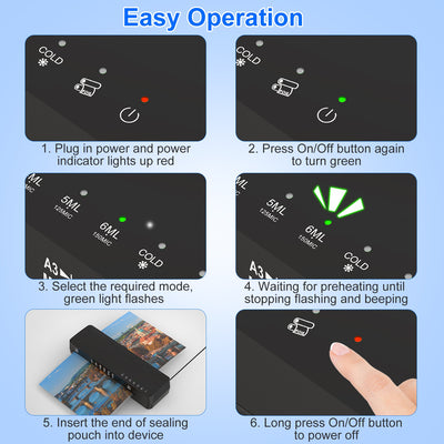 1Pc 13Inch Laminator Machine Hot And Cold Mode A4 Personal Thermal Laminator With ABS Function 60S Warm Up Time 30Mins Auto Off For Home Office School Business - 5.0 - CJ