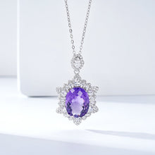 Natural Amethyst Necklace Women's 925 Silver - 4 - CJ