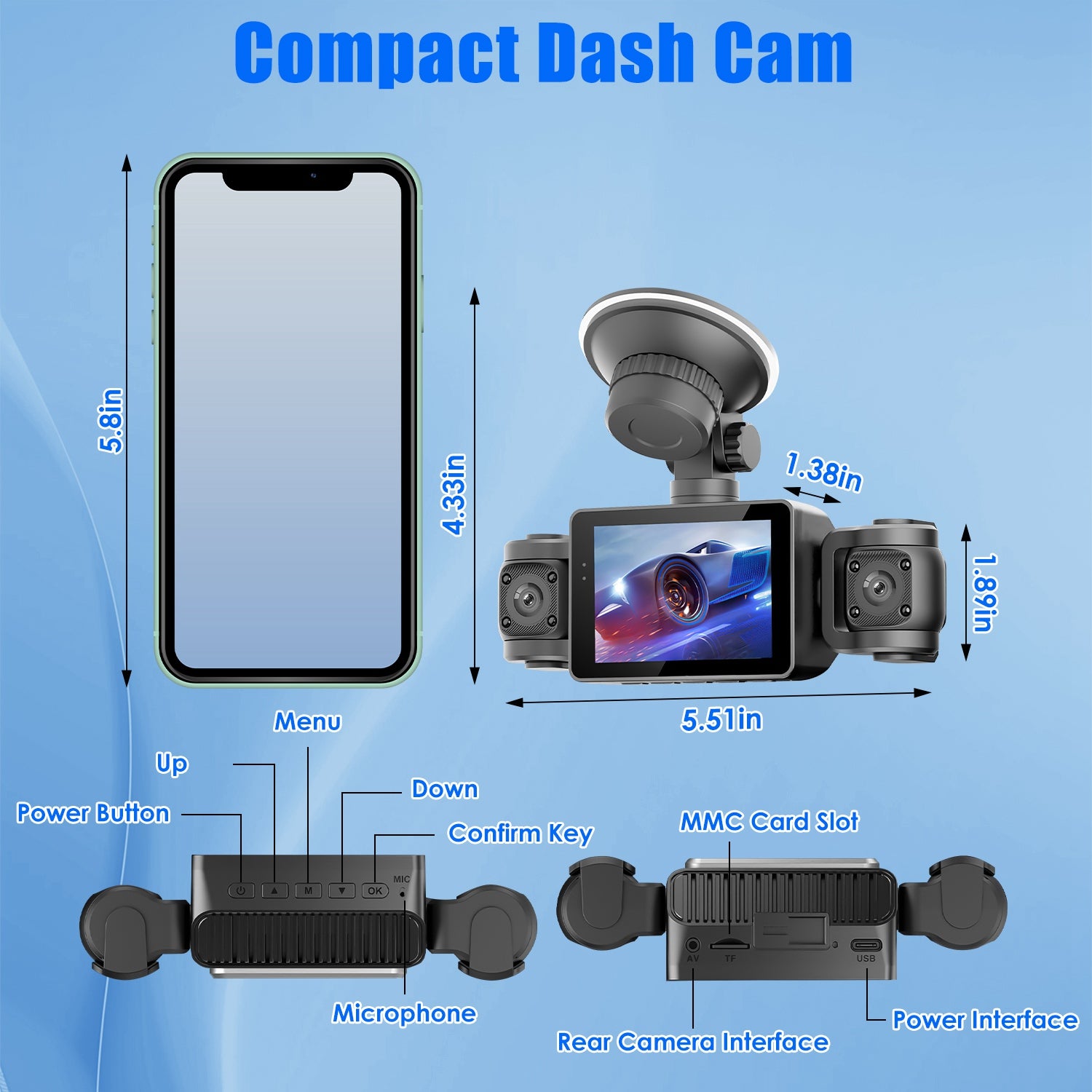 4 Channel Car Dash Cam With 128G MMC Card 1080P Front 720P Left Right 480P Rear G - Sensor Parking Monitor Loop Recording Night Vision 360 Degree Surveillance Car Camera - 5.0 - cjdropshipping