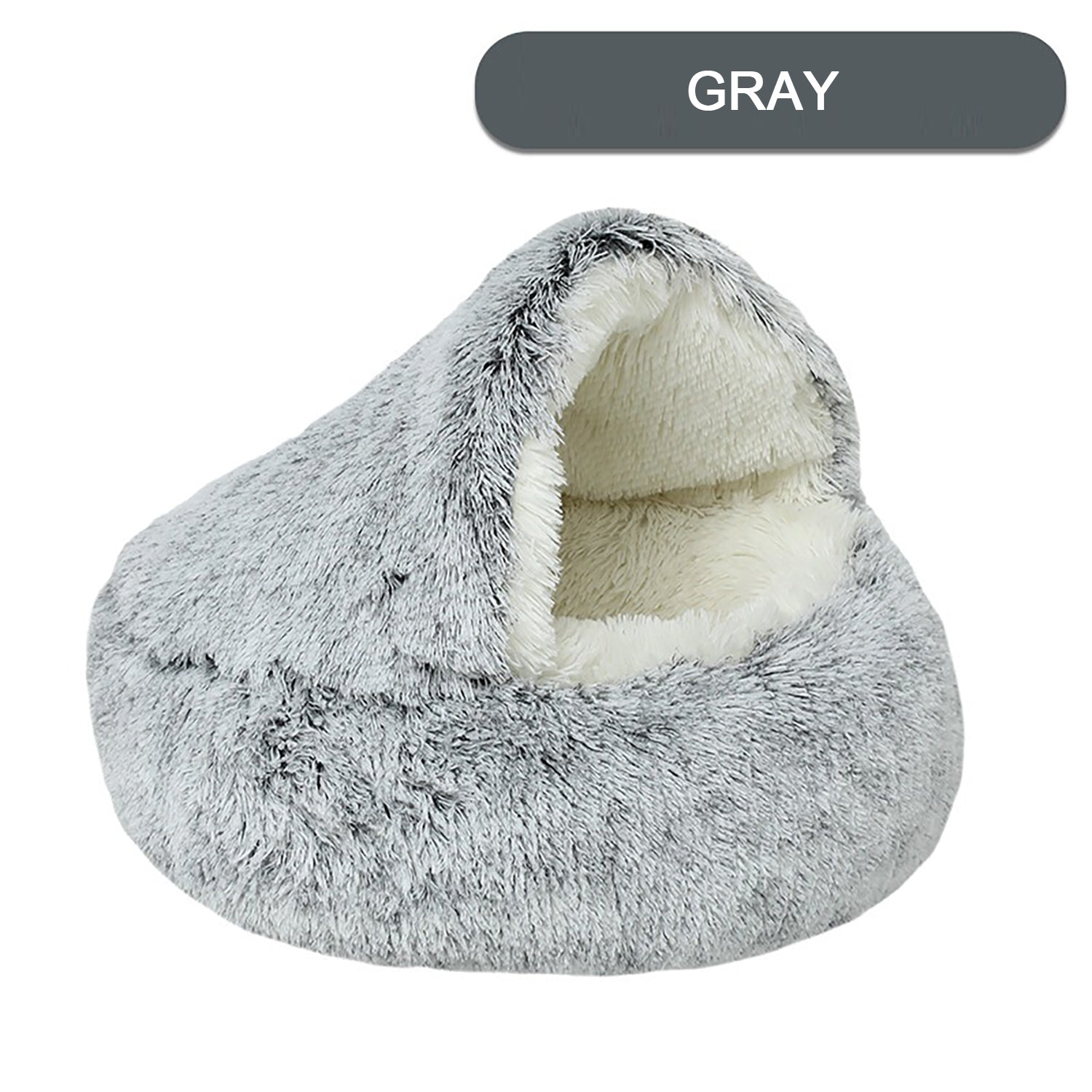 Luxurious Plush Round Cat Bed Cat Bed Round Soft Plush Burrowing Cave Hooded Cat Bed Donut For Dogs Cats - Semi - Enclosed For Cozy Warmth, Easy - Clean Durable Design, Ideal For Winter Comfort - 5 - CJ