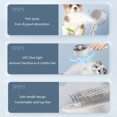 Cat Dog Steamy Brush Steam Brush Electric Sprayer For Massage Pet Grooming Tool Shedding 3 In 1 Electric Sprays Massage Combs - 5 - CJ