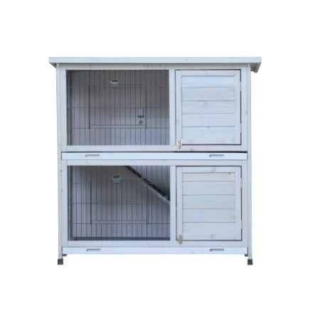 Rabbit Hutch Outdoor, 2 - Story Rabbit Cage Indoor With Run, Bunny Cage With 2 Removable No - Leak Trays, Pet Cages With Non - Slip Ramp, Waterproof Roof, Fence, For Small Animals - 5 - CJ