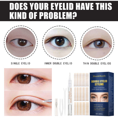 West&Month Double Eyelid Tape - Invisible, No - Glue, Natural Mesh Adhesive, Activates With Water, Beautiful Eyes, Olive Shaped Lace - 5 - CJ