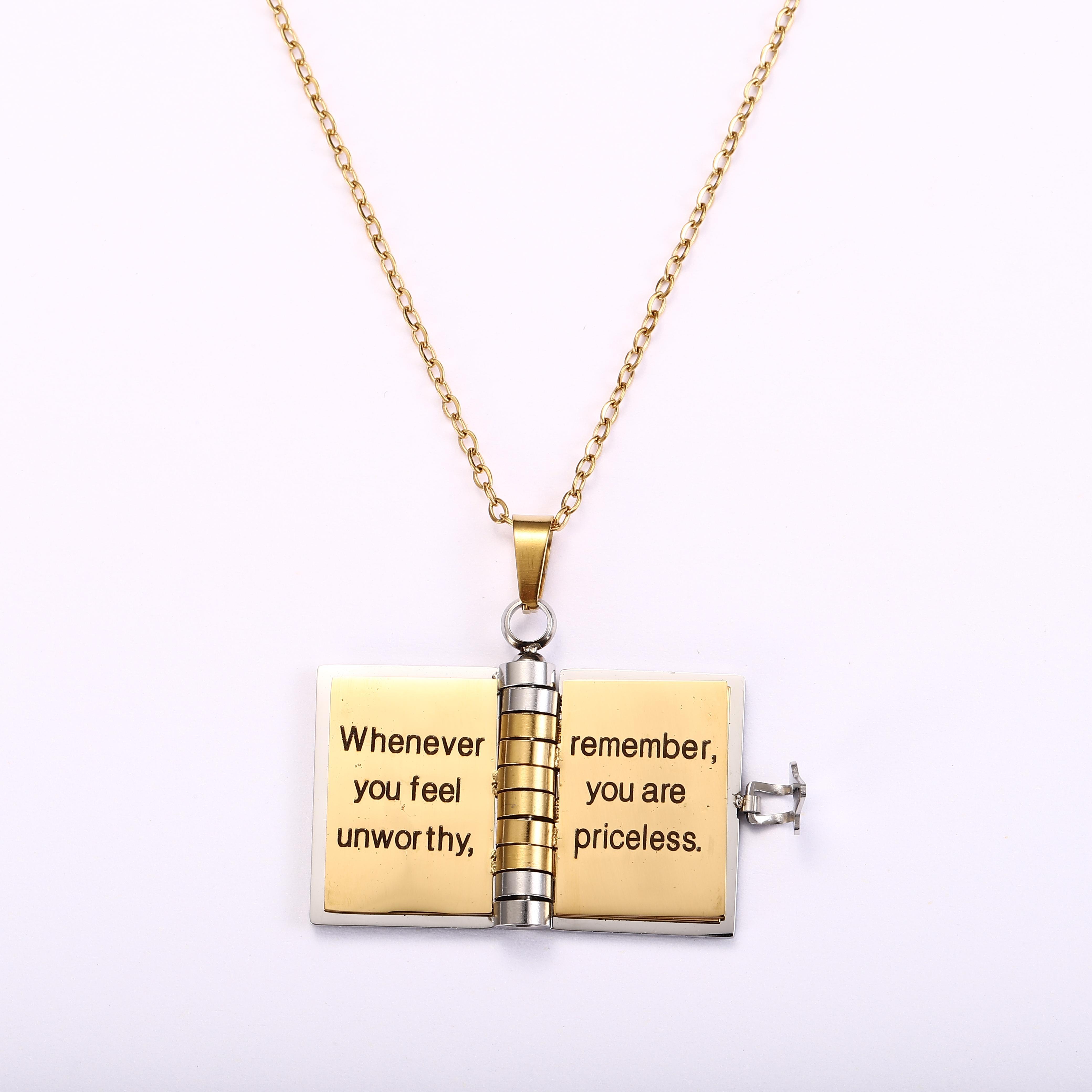 My Little Star Book Necklace For Daughter Son 18 Inch Stainless Steel Chain Gold Hardware Love Jewelry Birthday Graduation Gift - 5 - CJ