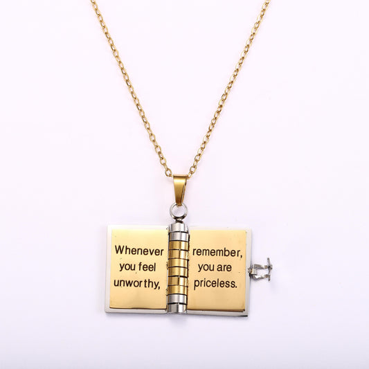 My Little Star Book Necklace For Daughter Son 18 Inch Stainless Steel Chain Gold Hardware Love Jewelry Birthday Graduation Gift - 5 - CJ