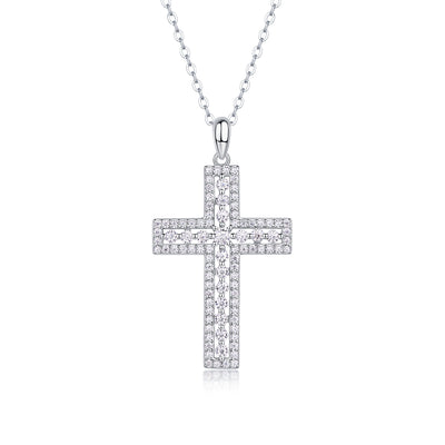 1Shelter - Fashionable Jewelry Pendant Set With Moissanite S925 Sterling Silver And Platinum - plated Cross Diamond, Moissanite Silver Jewelry Prohibit TikTok sales - 5 - CJ