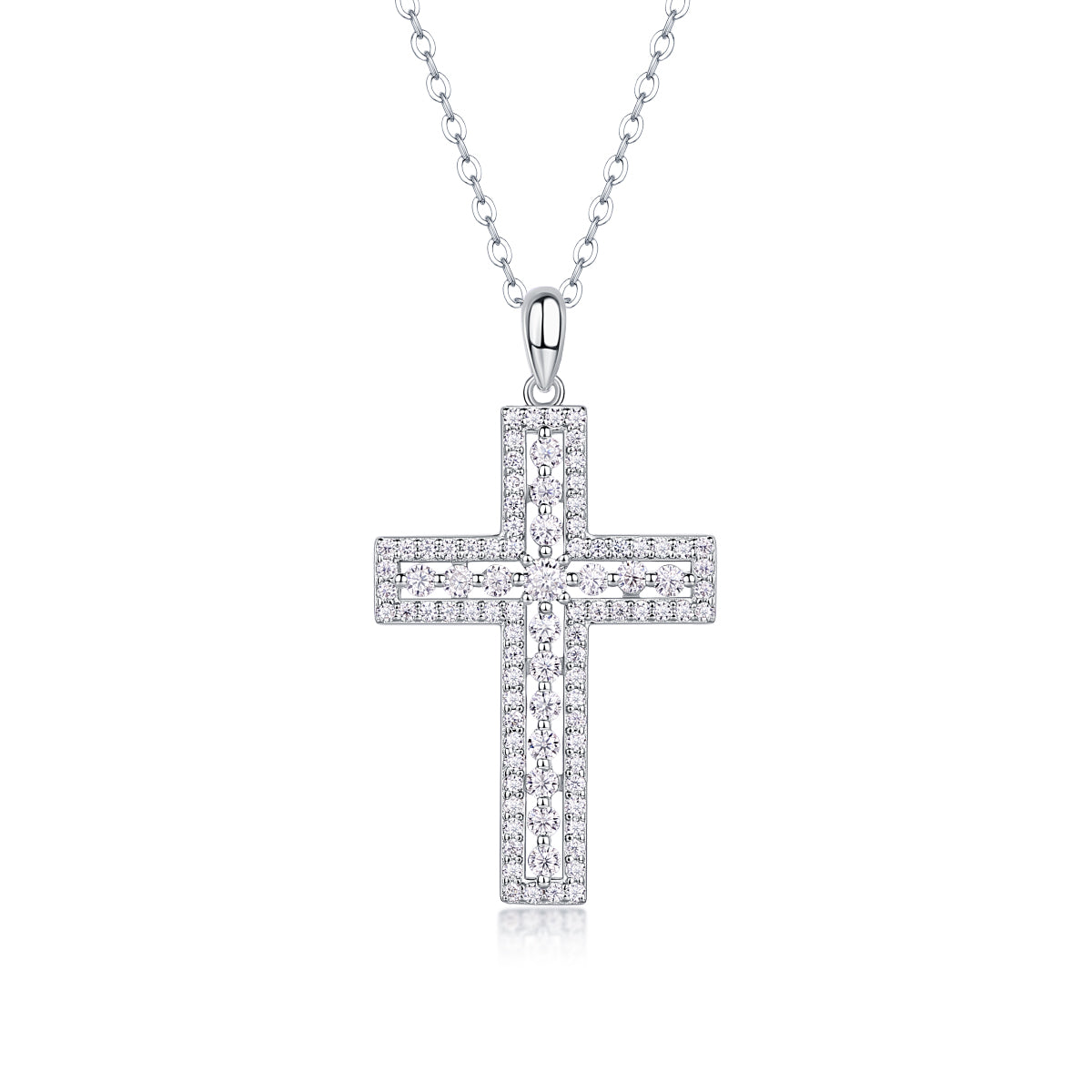 1Shelter - Fashionable Jewelry Pendant Set With Moissanite S925 Sterling Silver And Platinum - plated Cross Diamond, Moissanite Silver Jewelry Prohibit TikTok sales - 5 - CJ