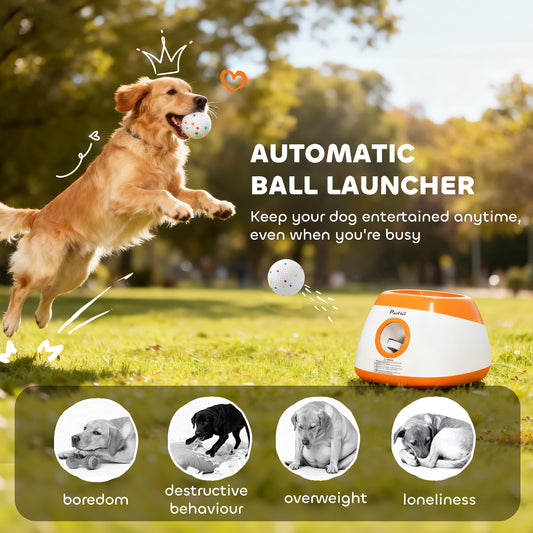 Automatic Dog Ball Launcher with 26 - 79 FT Distance, Automatic Ball Launcher for Medium and Large Dogs, Orange - 5 - CJ