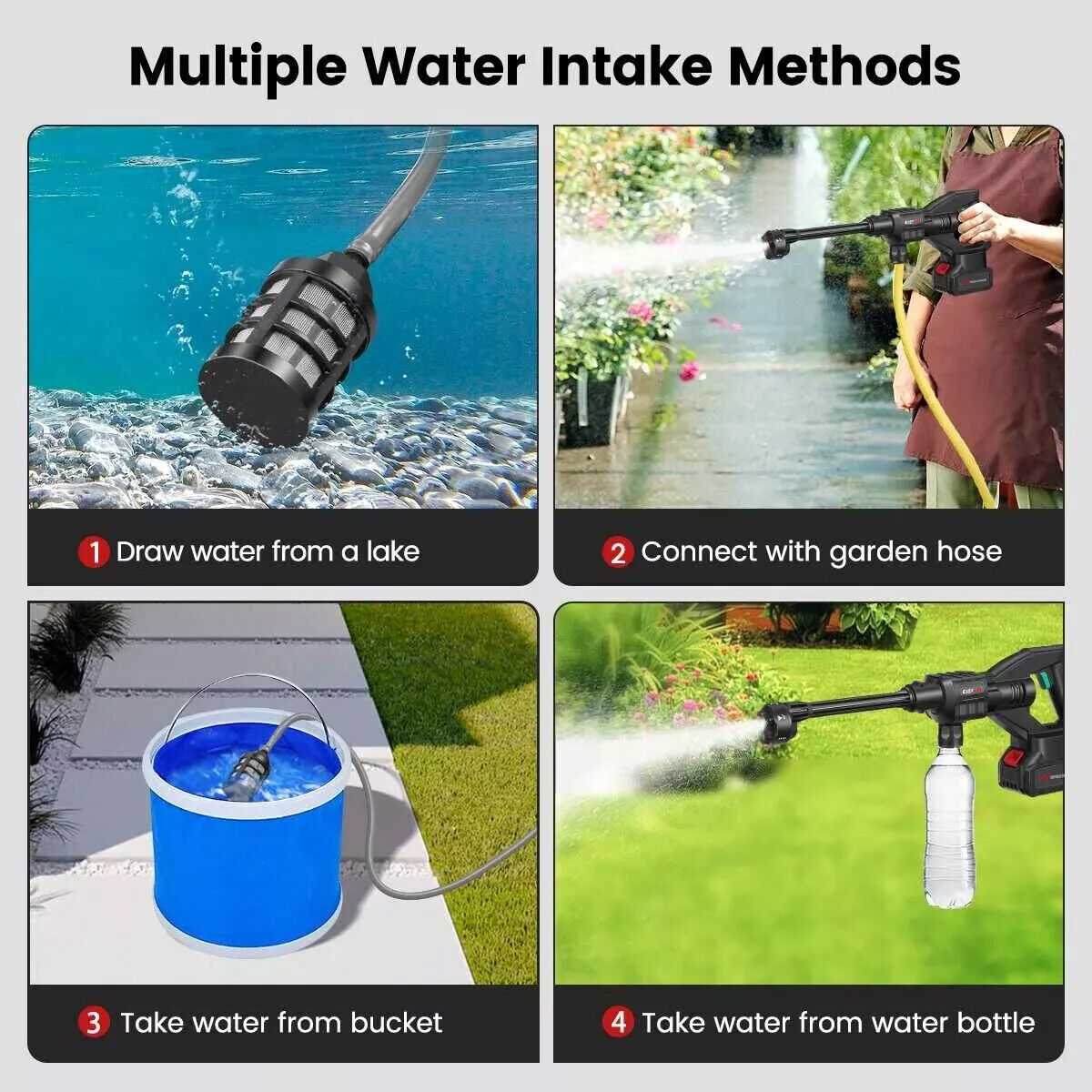 Portable Cordless Car Pressure Washer Water High Jet Wash Cleaner Gun And 2 Battery