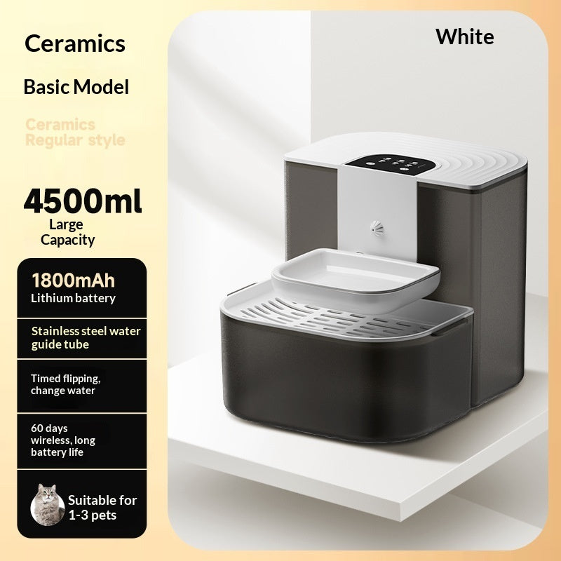 Thermostatically Controlled Plug - Free Pet Water Fountain With Automatic Tilting Feature Flowing Water - 0 - CJ