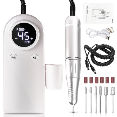 45000RPM Professional Nail Drills Kit With 6 Drill Bits, Portable Electric Nail Drill For Acrylic Nails Gel Polishing Removing, Rechargeable Nail File Machine For Manicure Pedicure Salon Home - 5 - CJ