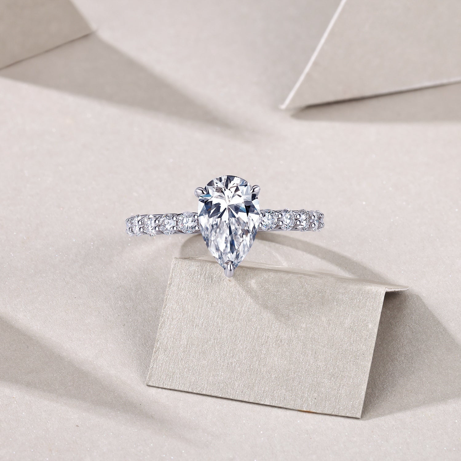 1Moonlight Water Drop - A Fashionable Diamond Jewelry Piece Set With Moissanite S925 Sterling Silver And Platinum Diamond Ring Prohibit TikTok sales - 5 - CJ