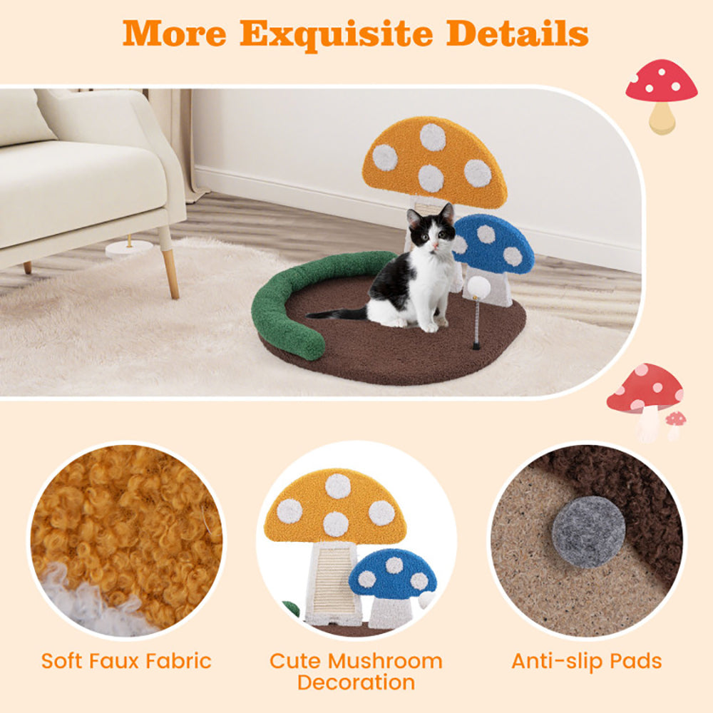 Mushroom Cat Bed Cat Claw Scratcher With Wide Bed And Sisal Scratch Panel - 5 - CJ