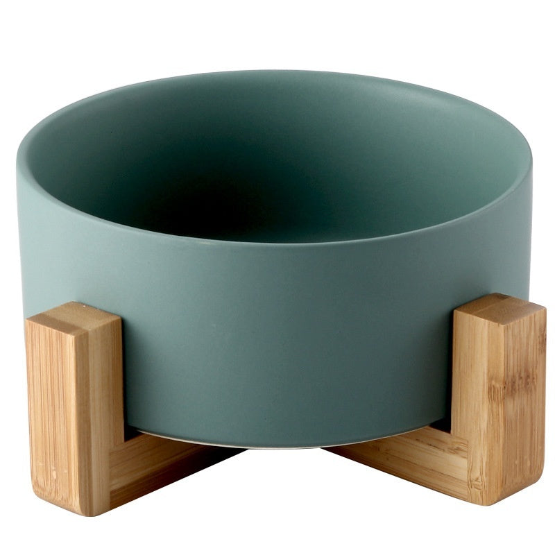Solid Color Minimalist Home Use Ceramic Cat Food Feed Bowl - 0 - CJ