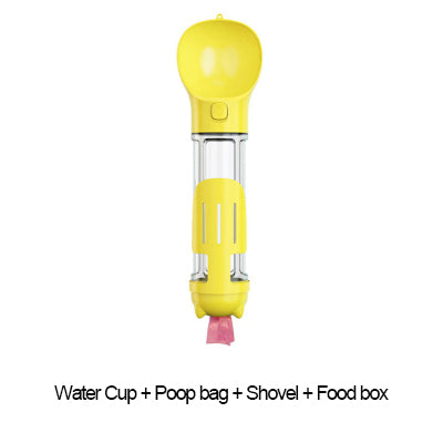 300 500ml Portable Multifunction Dog Water Bottle Food Feeder For Big Dogs 3 In 1 Poop Dispenser Puppy Pet Travel Drinking Bowls - 4 - CJ - 500ml - Yellow - CJGY1583018 - 500ml - Yellow