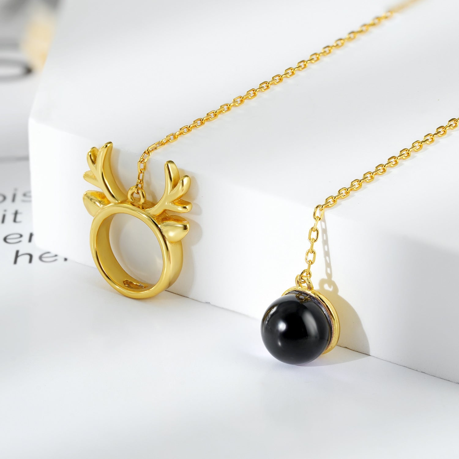 Bracelet Earline Two Wear Jewelry Sweet Deer Pendant S925 Silver Gilded Jewelry - 4 - CJ