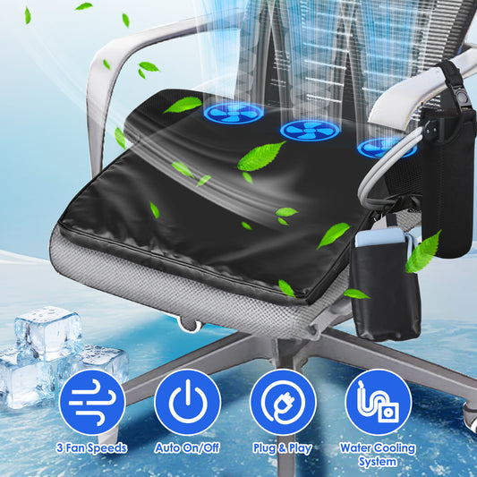 Summer Water Cooling System Seat Cushion With Fans 3 Speeds 78 Fehrenheit Constant Temperature USB Plug Portable Auto On - Off Ventilated Seat Cushion For Home Office Car - 5.0 - CJ