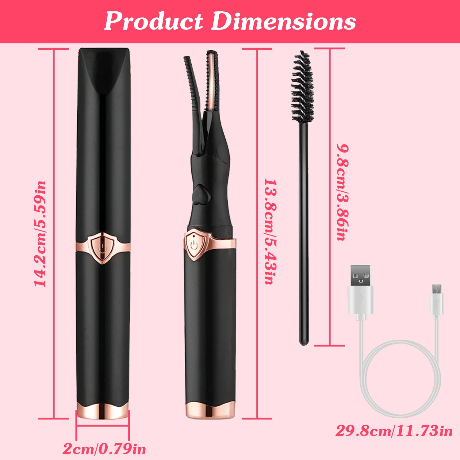 1Pc 2 In 1 Clip Comb Heated Eyelash Curler Electric Mini Lash Curler Natural Eye Lash Makeup Tool With 3 Temp Settings 15Mins Shutdown - 5 - CJ