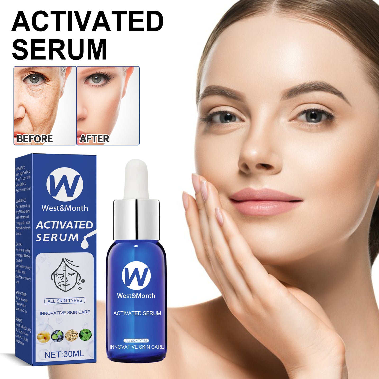 West&Month Facial Treatment Essence Gently Lightens Fine Lines, Firming Skin, Hydrating And Moisturizing Care Essence - 5 - CJ