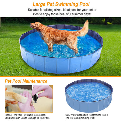 1Pc 160 X 160 X 30cm - 63.0 X 63.0 X 11.8inch Foldable Pet Swimming Pool PVC  Dog Swim Pool Bathing Tub Playmat Pools - 5 - CJ