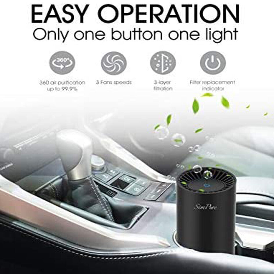 True HEPA Air Purifier Filter For Car Smoker Air Cleaner Ionizer TVOCs Odor Dust Sensor