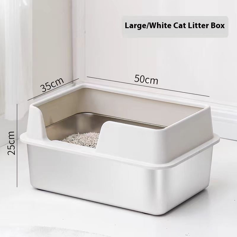 Stainless Steel Litter Box High Fence Anti - splash - 0 - CJ