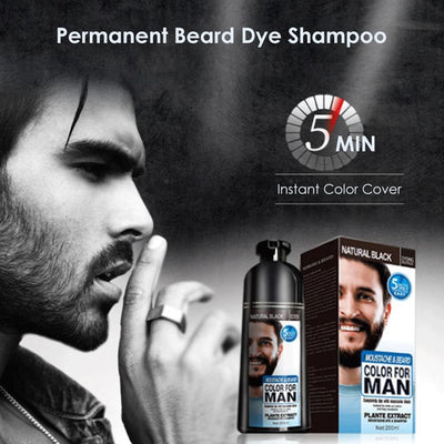 Beard Hair Color Shampoo For Men,Natural Permanent Beard DyeShampoo, Colors Hair In Minutes Long Lasting, 200ml, Black Hair DyeHaircare - 5 - CJ