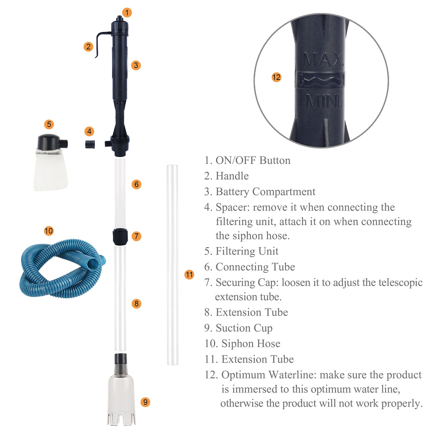 Battery - Operated Aquarium Vacuum Gravel Cleaner - 5 - CJ