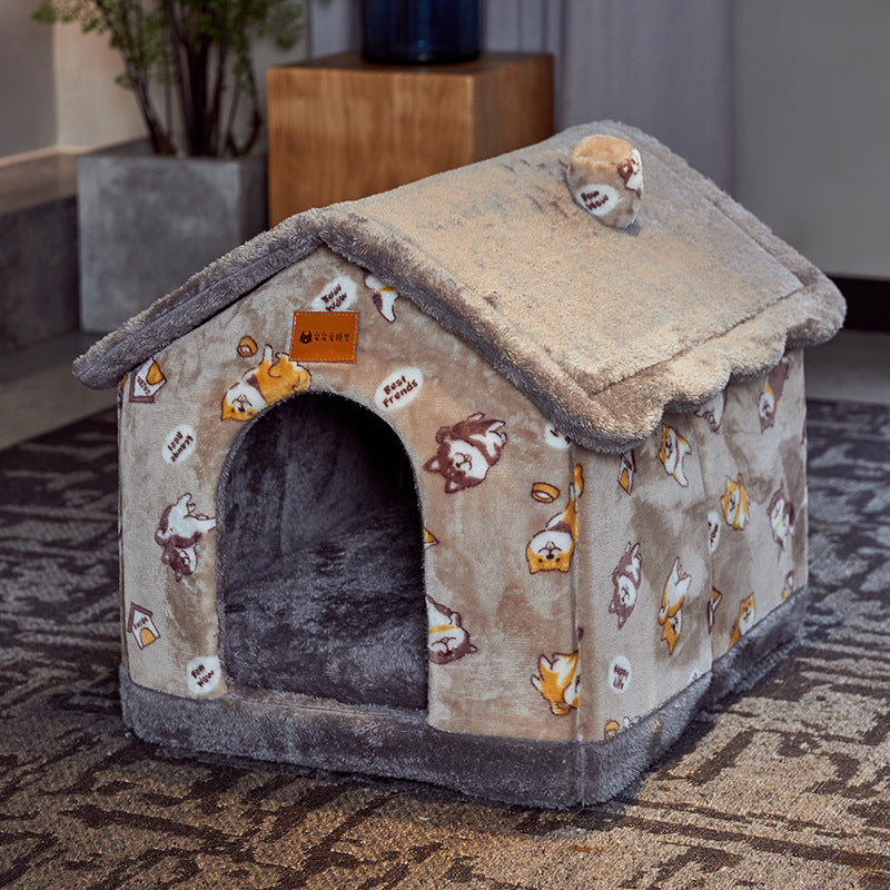 Foldable Dog House Pet Cat Bed Winter Dog Villa Sleep Kennel Removable Nest Warm Enclosed Cave Sofa Pets Supplies - 0 - CJ