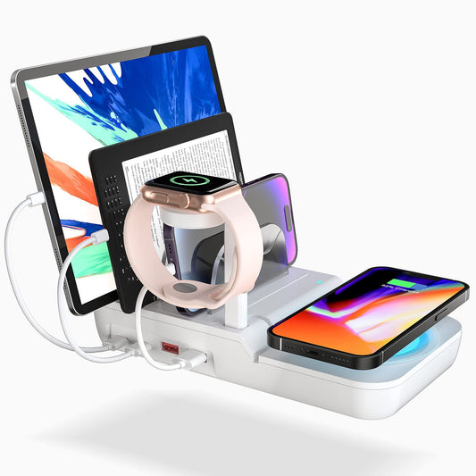 70W Charging Station For Multiple Devices, 5 In 1 Fast Charging Dock With 10W Max Wireless Charger And 4 Ports , 30W USB C PD Fast Charging For IPad, IPhone,Tablets,Kindle - 5 - CJ