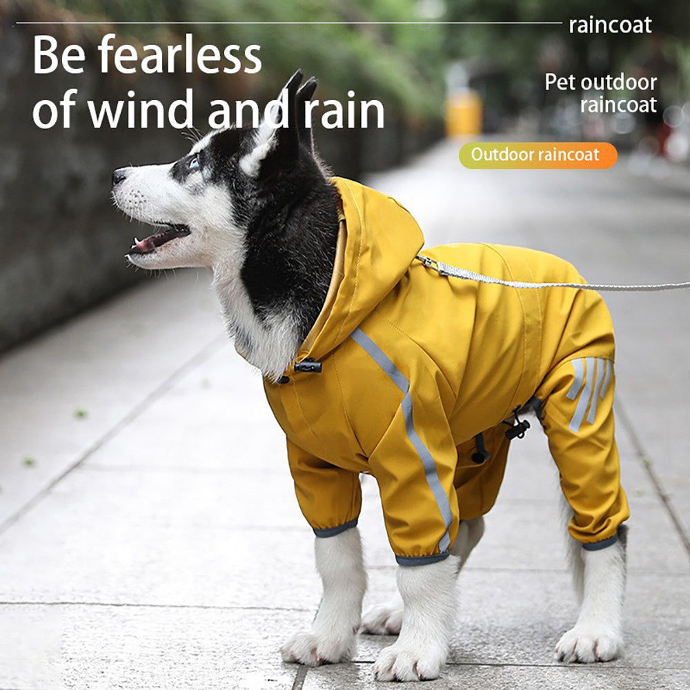 Dog Raincoat With Reflective, Waterproof Dog Rain Jacket With Hood, Leash Hole, Reflective Strap For Small Medium Dogs, Lightweight Puppy Clothes - 5 - CJ