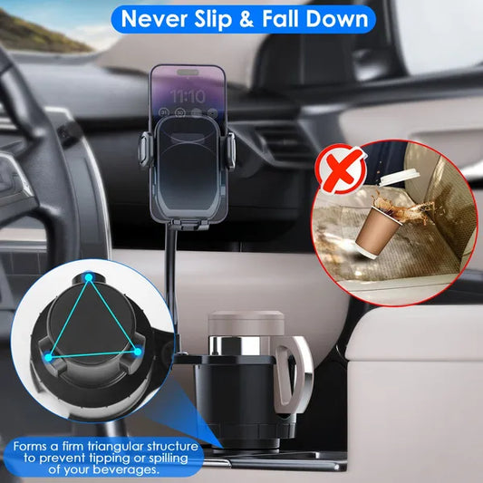 2 In 1 Car Cup Phone Holder Automotive Drink Holder With 360° Rotating Gooseneck Phone Mount Adjustable Base Fit For Most Phones Cups Vehicles - 5 - CJ
