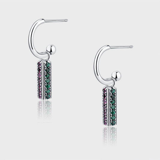 Long 925 Sterling Silver Colorful Lovely Earrings - 4 - CJ