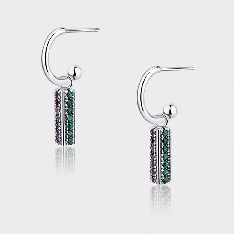 Long 925 Sterling Silver Colorful Lovely Earrings - 4 - CJ