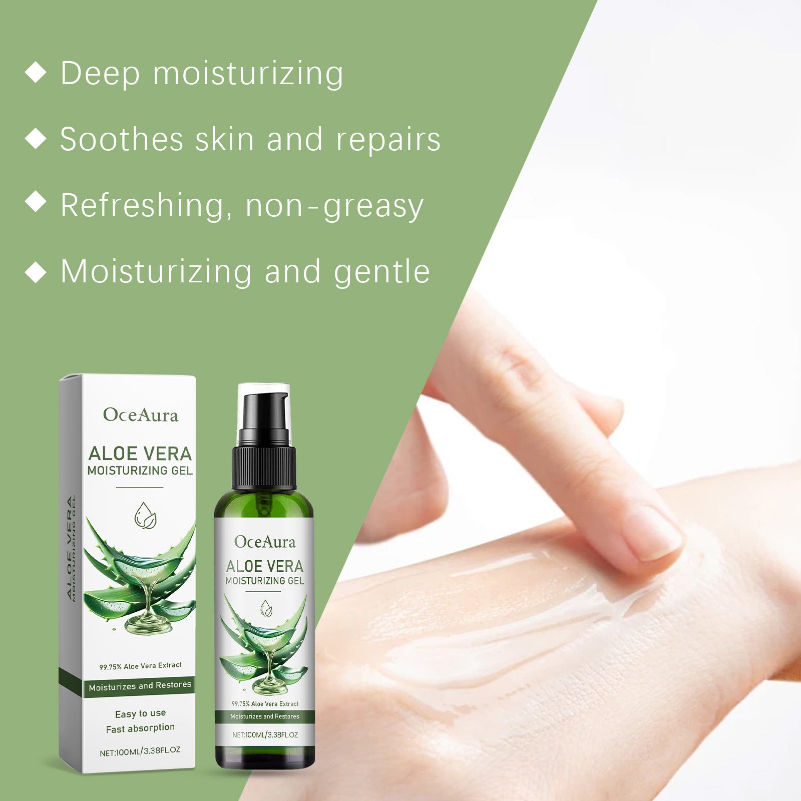 OceAura Aloe Vera Moisturizing Gel Gently Nourishes Facial Skin, Moisturizing And Refreshing Aloe Vera Gel - 5.0 - CJ