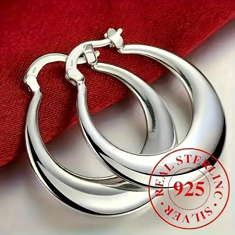 Circle Earrings, Simple And Grand, Outline Elegant Contours With Smooth Lines, Featuring A Soft Luster That Adds A Touch Of Sophistication To Your Outfit. - 5 - CJ