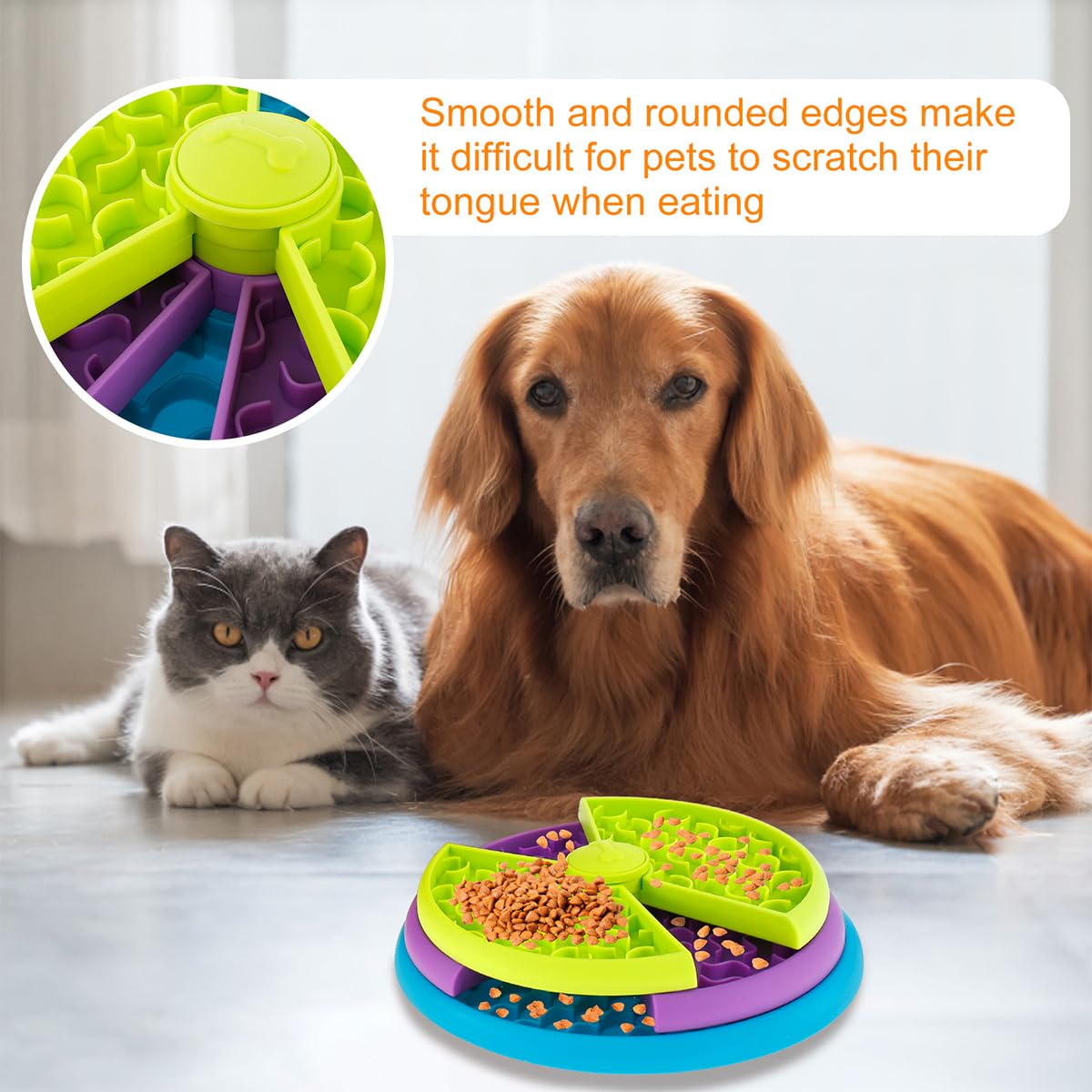 Pet Slow Food Bowl Anti Choking Cat Bowl,3in1 Interactive Dog Feeder Puzzle, Lick Mat & Slow Feeder BowlMental Stimulation Toy For Medium & Large Dogs - 5 - CJ